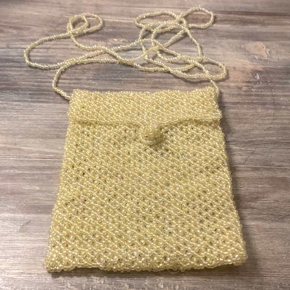 Off white beaded crossbody mini bag